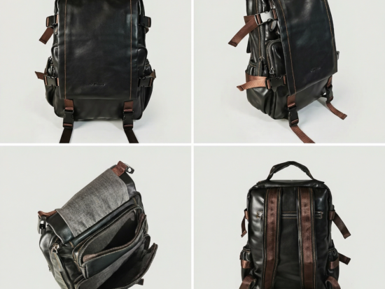 حقيبة ظهر سوداء فاحمة مطورة